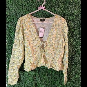 AFRM yellow floral corp blouse